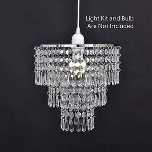 3 Tiers Fuax Crystal Acrylic Beaded Chandelier, W10.5" H11",Modern Chrome Chandelier Ceiling <b>Pendant</b> <b>Light</b> <b>Shade</b> with Clear Acry - Product Image 3
