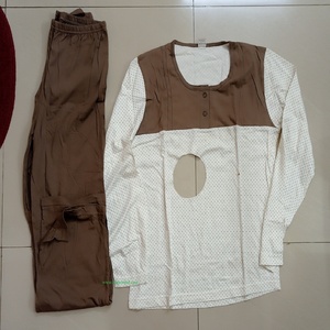 Conjunto de pijama de manga larga con estampado de pantalla supersuave de algodón 100% y parte inferior sólida para damas jóvenes, conjunto de ropa de dormir para mujer - Product Image 5