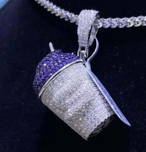 Pendentif Moissanite Rond en Argent Sterling 925 Personnalisable Bijoux Hip Hop Rappeur Entièrement Glacé pour Hommes et Femmes - Product Image 4