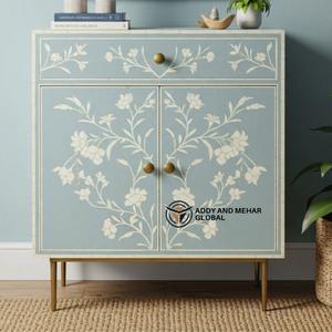 ตู้ไม้ฝังลายดอกไม้สีน้ำเงินสไตล์โมเดิร์น คุณภาพดี เป็นมิตรกับสิ่งแวดล้อม มี 1 ลิ้นชัก สำหรับตกแต่งบ้านหรูหรา มีจำหน่ายสำหรับขายส่ง - Product Image 6