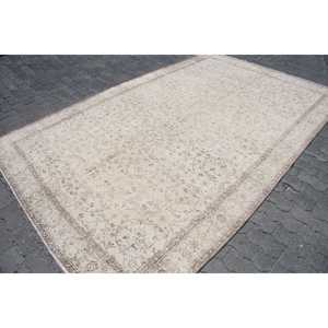 Grand tapis vintage 6,4x10,4 pi (196x318 cm), tapis turc blanc à pois - Product Image 3