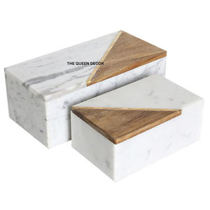 Caja de Almacenamiento de Joyas de Diseño Moderno con Asa de Metal, Caja de Joyería de Mármol Blanco de Alta Calidad - Product Image 3