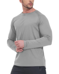 Camiseta de manga larga de algodón 100% más vendida, camisetas holgadas con botones y cuello redondo, camisetas lisas de manga larga - Product Image 1