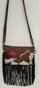 Handmade Genuine Leather Hair Hide Fringe Crossbody Bag Western Boho Messenger <b>Handbag</b> Women Eco Friendly Durable Single Strap - Product Image 4
