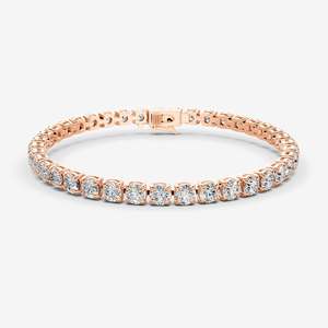 Bracelet tennis classique opalescent de haute qualité, 15 carats, avec diamants ronds cultivés en laboratoire EF-VVS2, en or rose 14 carats, pour occasions spéciales - Product Image 2