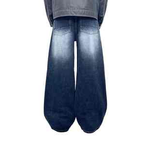 Pantalons en jean tendance de la rue, denim foncé délavé, style vintage, streetwear, hip-hop, jeans baggy, coupe droite, jeans baggy pour hommes - Product Image 3