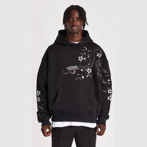 Vêtements de rue décontractés pour hommes sweat à capuche brodé en chenille sweat-shirts personnalisés en chenille pulls à capuche simples en polaire unisexe - Product Image 1