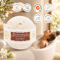 Fabricant de cosmétiques UE, vente en gros, sel de bain de luxe au coco et au sel marin, fait main, 145g, OEM ODM, marque privée