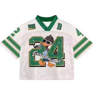 Cómoda y ligera calle moderna para camiseta de malla de gran tamaño personalizada de punto de manga corta Anti-Pilling logotipo personalizado - Product Image 4