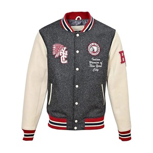 Chaqueta de bombardero universitaria de cuero personalizada de alta calidad para hombre, estilo Retro, cuerpo de lana bordado, insignias, abrigo de invierno con cuello levantado - Product Image 3