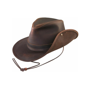 Sombrero de cuero tradicional Vaquero Moda Personalizar OEM A granel Ligero Hecho a mano Ala ancha Chocolate Cuero Sombreros occidentales - Product Image 1