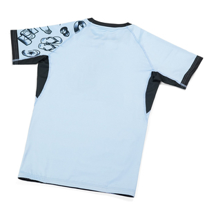 Camiseta de Manga Corta para Niños, Sublimada, Transpirable, Antibacteriana, Ecológica, para MMA y BJJ, Color Azul Cielo, Personalizable - Product Image 2
