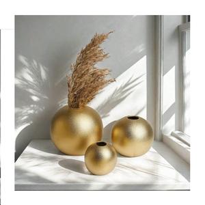 ที่ดีที่สุดสำหรับการตกแต่งบ้านที่ออกแบบเองทำด้วยมือที่ดีที่สุดตกแต่งในร่มและทำด้วยมือแจกันพืชดอกสีทองและแจกันดอกไม้ - Product Image 6