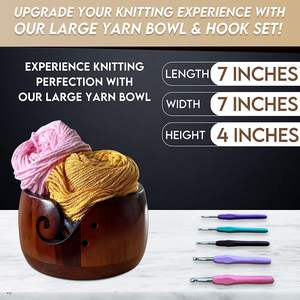 Grand bol en fil et support de fil avec ensemble de 5 crochets-Bols en fil de qualité supérieure pour le tricot et le crochet, rangement au crochet - Product Image 2