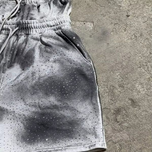 Alta calidad 2025 Venta al por mayor Lavado ácido Sucio Lavado mineral Sudadera con capucha Pantalones cortos de doble cintura 450 Gsm Heavy Sweatsuit - Product Image 2