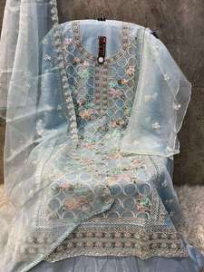 Evergreen Fancy Design Outfit Excelente calidad Heavy Organza Kurti Pant & Dupatta con Zarkan Work Online Shopping India - Product Image 2