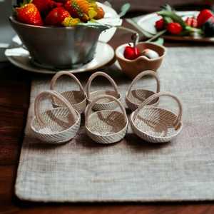 Mini paniers-6 pièces miniatures Sabai herbe paniers avec poignées, mini paniers ronds en osier pour la décoration de la maison - Product Image 5