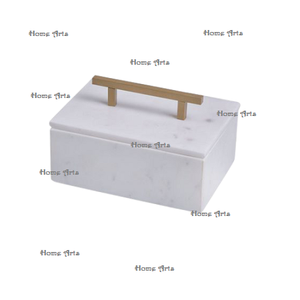 Boîte à bijoux en marbre artisanale de qualité exclusive, forme rectangulaire, avec bouton en laiton au meilleur prix - Product Image 4