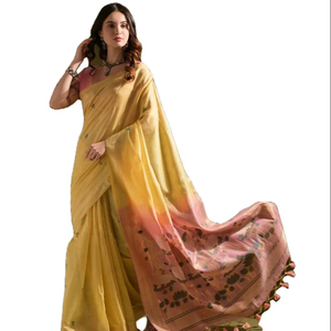 Sari traditionnel en coton Muga doux de qualité supérieure, design coloré classique, look élégant, léger, avec pièce de chemisier, de SIE - Product Image 1
