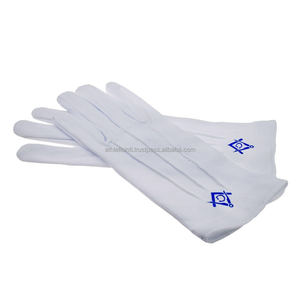 Gants maçonniques en coton blanc de taille libre personnalisés fabriqués avec le logo maçonnique en métal pour gants - Product Image 6