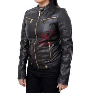 Veste en cuir pour femmes de style récent Concevez votre propre veste en cuir Veste en cuir imperméable pour femmes Original Hide From Sialkot - Product Image 2