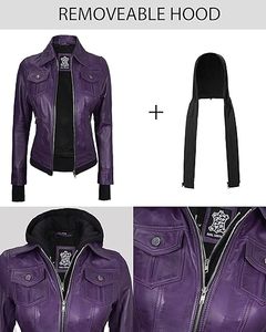 Custom Women's Hooded Lambskin <b>Leather</b> <b>Jacket</b> Professional Exporter's Stylish Outerwear Solid Quick Dry Windproof - Product Image 5