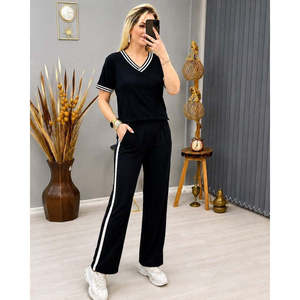 ชุดเสื้อและกางเกงคู่แบบไหมวิสคอนสีดำ รุ่น 37910 - Product Image 2