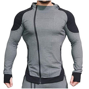 Chándal de gimnasio de entrenamiento de alta calidad, chándal transpirable liso deportivo ajustado con cremallera para hombre, chándal de jogging de algodón 100% para hombre - Product Image 1