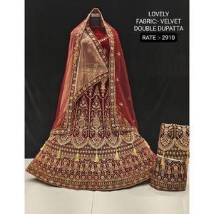 Lehenga Choli de terciopelo de alta calidad con bordado, accesorios de ropa india y pakistaní para novias, cantidad a granel disponible - Product Image 3