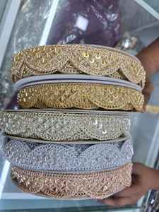 Bordure en dentelle dorée brodée à la main, style miroir africain, largeur 25 mm, couleur personnalisée, pour vêtements, chaussures et sacs - Vente en gros - Product Image 5