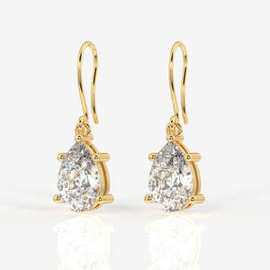 18K <b>Gold</b> <b>Dangle</b> <b>Earrings</b> with Pear Cut Moissanite Diamond Elegant 18k <b>Gold</b> Jewelry - Product Image 4