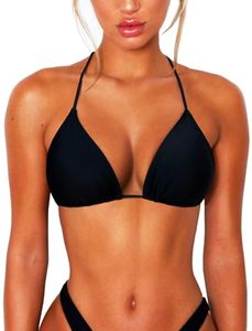 Traje de Baño de Una Pieza para Mujer, Sexy, con Escote Halter, Cintura Alta, Relleno Extraíble y Tanga, Color Sólido - Product Image 1