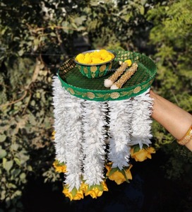 จานฮาลดี/ เมฮานดิทำมือสำหรับพิธีทำพิธีแต่งงานพิธีแต่งงานของอินเดียตกแต่งงานแต่งงานพิธิและเทล baan ถาดดอกไม้ - Product Image 3