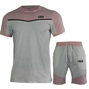 Trajes deportivos de verano para hombres de tendencia Conjunto de dos piezas de secado rápido Camiseta y pantalones cortos de algodón 100% Trajes de chándal de marca - Product Image 4