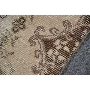 Vintage Turkish Rug, Accent 3.7x6.4 ft (114x196 cm) Rug, <b>Brown</b> Striped <b>Wool</b> Rug - Product Image 5