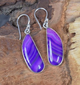 925 plata esterlina sólida Botswana ágata pendientes de piedras preciosas mujeres joyería de moda pendientes para mujeres niñas cuelgan - Product Image 3