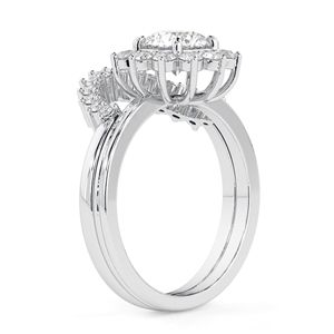 Anillo de Compromiso y Boda de Oro Rosa de 14K con Diamante Cultivado en Laboratorio de Corte Redondo y Estilo Halo para Mujer - Product Image 6