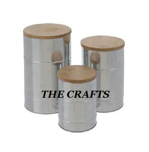 Conteneurs de pots de bidon de cuisine de conception admirable avec le couvercle en bois adaptent la taille et la forme aux besoins du client - Product Image 1