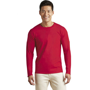 เสื้อยืดคอกลมแขนยาวสำหรับผู้ชายผ้าฝ้าย100% 180 GSM สำหรับทุกเพศสำหรับผู้ชาย OEM โลโก้ตามสั่งแบบธรรมดา - Product Image 2