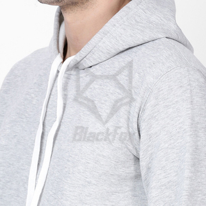 Sweat-shirt à capuche gris pour homme, coupe classique, en coton French Terry, pull décontracté avec poche, vêtement d'automne - Product Image 6