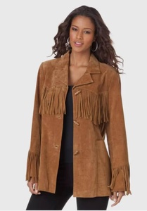 แจ็กเก็ตหนังนิ่มสำหรับผู้หญิงสีน้ำตาลเข้ม - Product Image 4