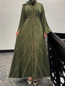 Abaya longue en soie de luxe, design diamant, anti-rides, faite à la main, avec hijab gratuit, vêtements islamiques élégants sur mesure pour adultes - Product Image 3