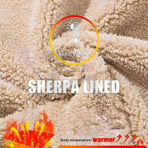 Customized Mens Heavy Hoodie With Sherpa Fleece Lining <b>Thick</b> Winter Pullover Sweatshirt Windproof Design Kangaroo Pocket - Product Image 3