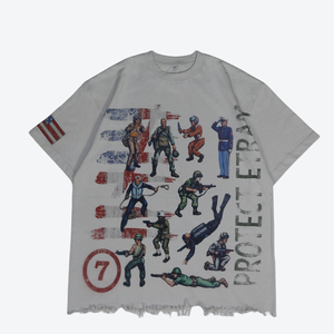 เสื้อยืดแขนสั้นลำลองสำหรับผู้ชายผู้หญิงเสื้อยืดพิมพ์ลายระบายก่อนซัก - Product Image 2