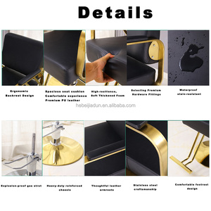 Sillón de Peluquería de Alta Gama, Giratorio y con Elevación, de Acero Inoxidable, Color Negro - Product Image 3