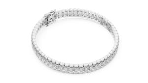 Bracelet tennis en argent 925 certifié VDS IGI, luxe, émeraude taille émeraude, or blanc élégant plaqué rhodium, 23g, cadeau de mariage - Product Image 4