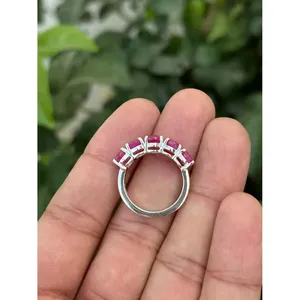 <b>Ruby</b> <b>Eternity</b> Band <b>Ring</b> 925 Sterling Silver Handmade Gemstone Band <b>Ring</b> Wholesale Jewelry Supplier - Product Image 5