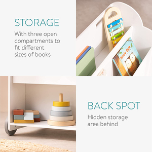 Estantería moderna de 3 niveles para dormitorio de niños, organizador de juguetes, estantería de almacenamiento para libros <span class=keywords><strong>con</strong></span> 4 <span class=keywords><strong>ruedas</strong></span> - Product Image 2