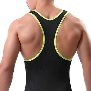 Wholesale Custom Lightweight Knitted Fitness Wear Wrestling <b>Singlets</b> <b>Men</b> Quick Dry Breathable Fabric Casual Plus Size Design - Product Image 4