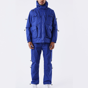 Pantalon cargo pour homme personnalisé, tissu en polyester tricoté brillant, style décontracté, coupe droite, cordon de serrage, broderie, léger, couleur moyenne - Product Image 2